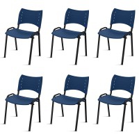 Pack of 6 Smart chairs with black epoxy structure and plastic shells (Different colors)
